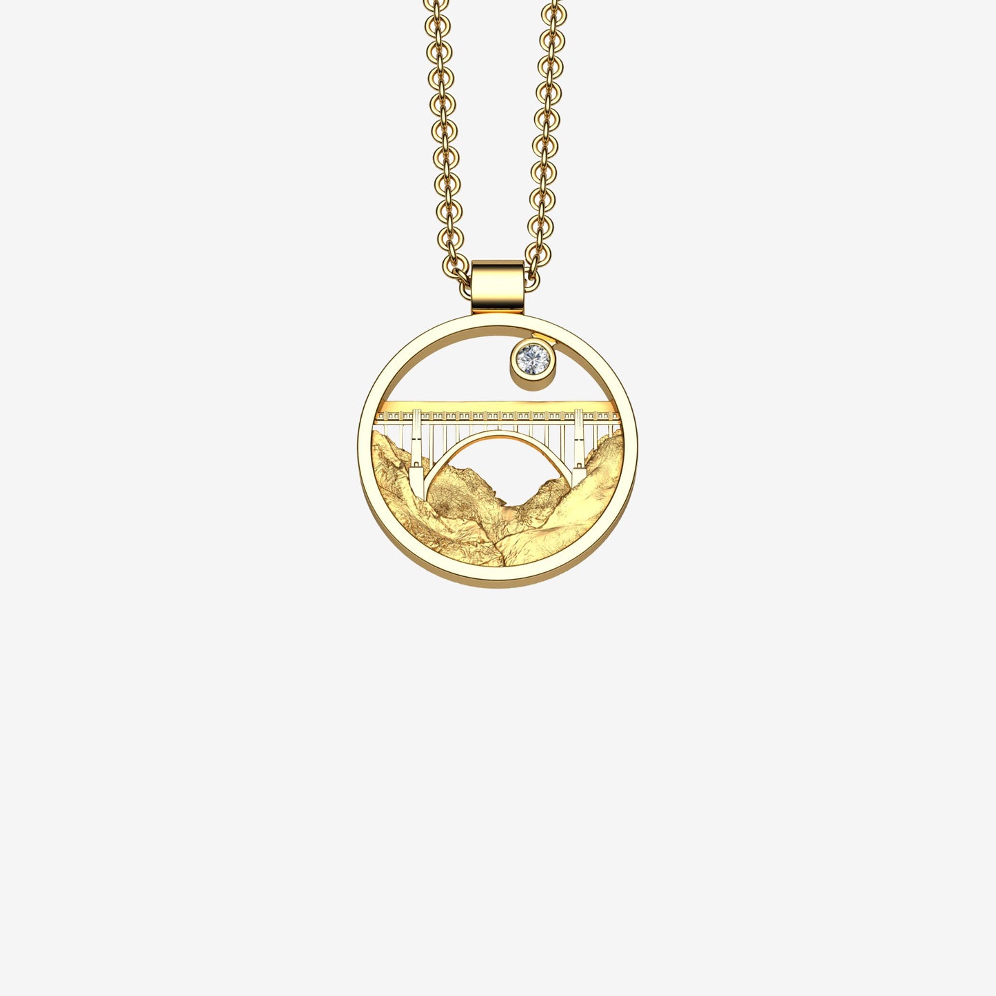 14k & Diamond California Bixby Bridge Pendant 18mm