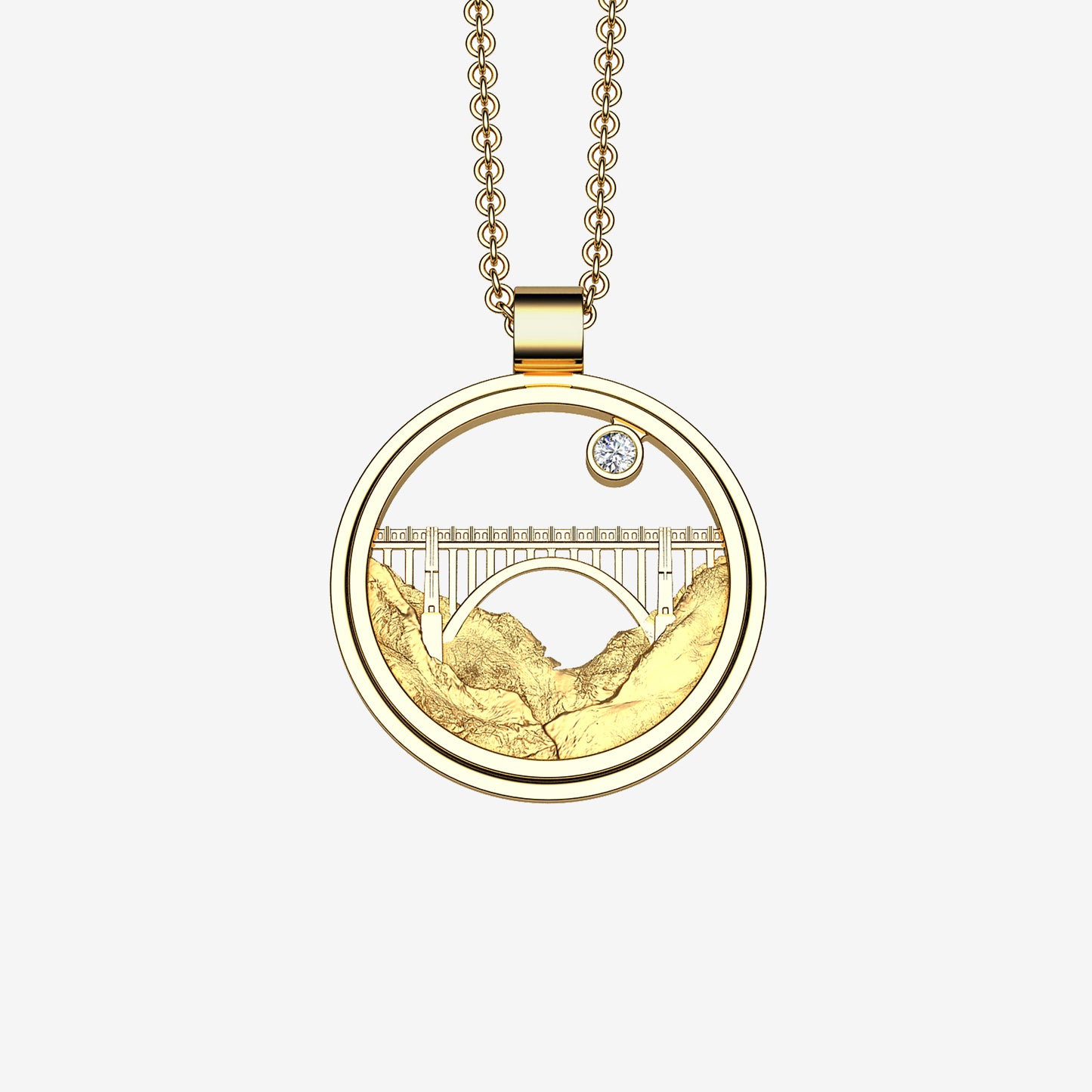 14k & Diamond Bixby Bridge Pendant 24mm