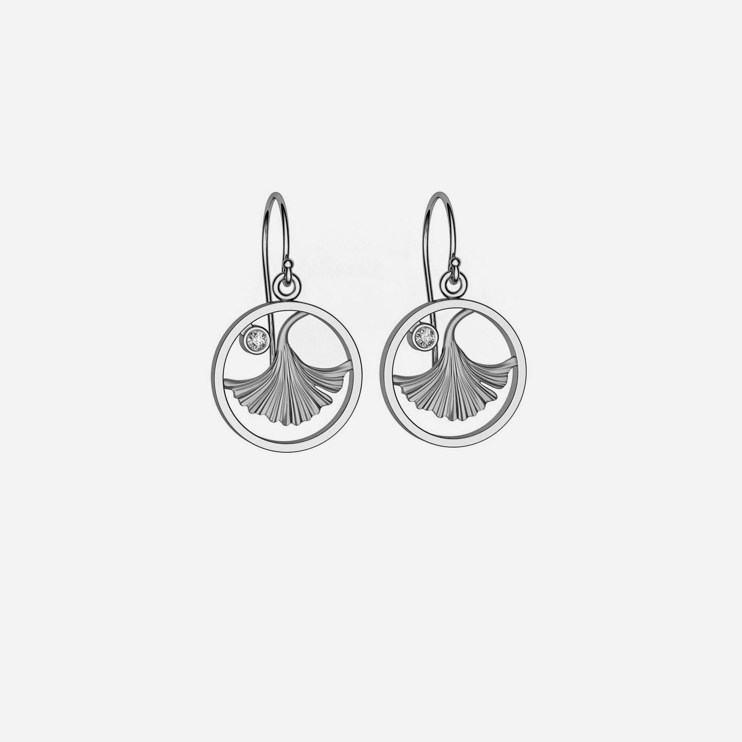 Sterling Silver & Sapphire Ginkgo Earrings 12mm