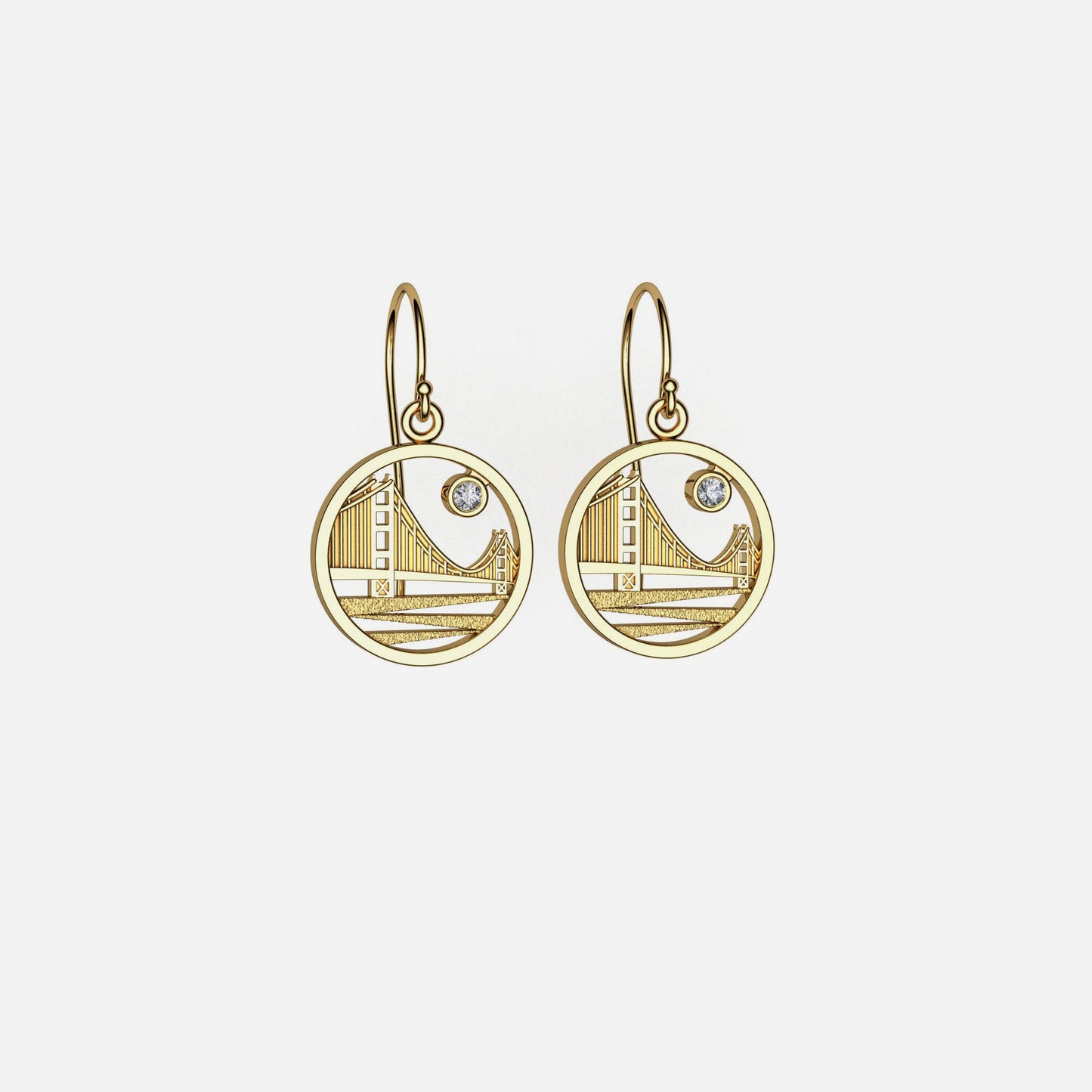 14k & Diamond Golden Gate Earrings 12mm