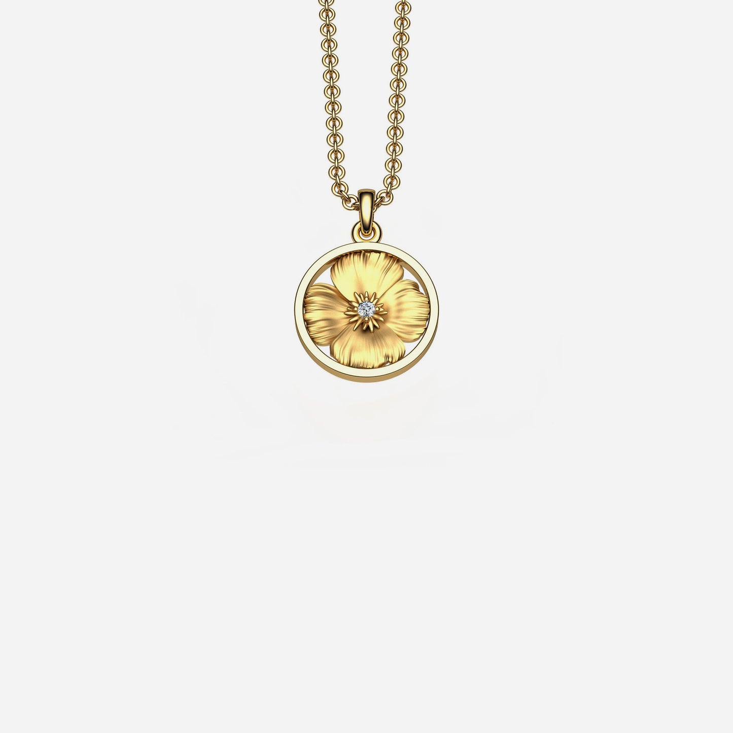 14k & Diamond California Poppy Pendant 12mm