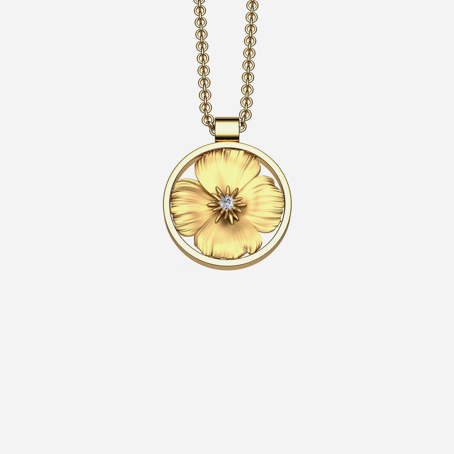 14k & Diamond California Poppy Pendant 18mm