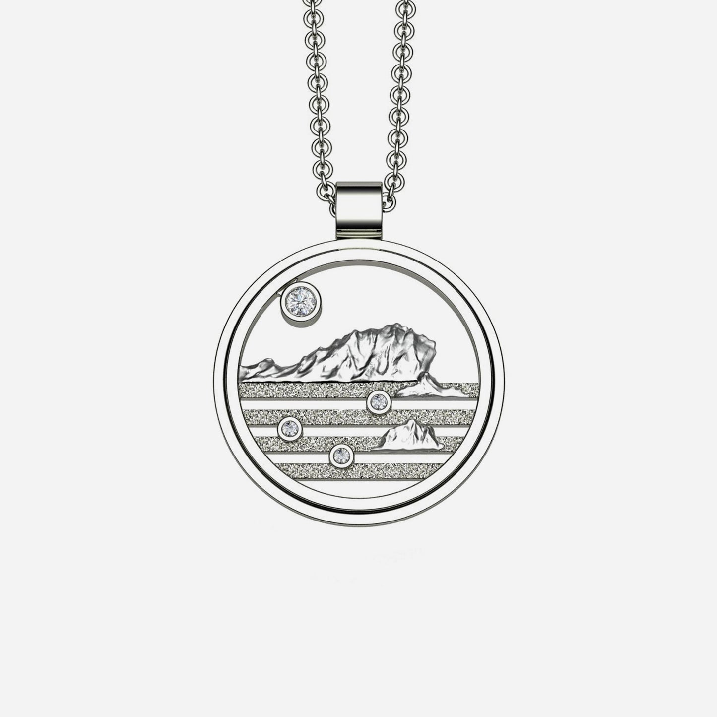 Sterling Silver & Sapphire California Coast McClure’s Beach Pendant 24mm