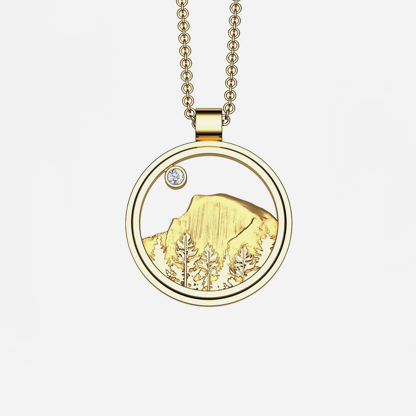 14k & Diamond Half Dome Pendant 24mm