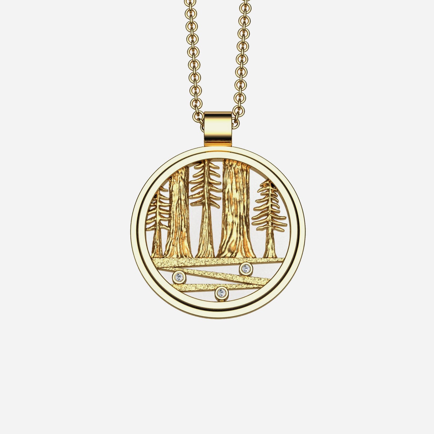 14k & Diamond Muir Woods Pendant 24mm