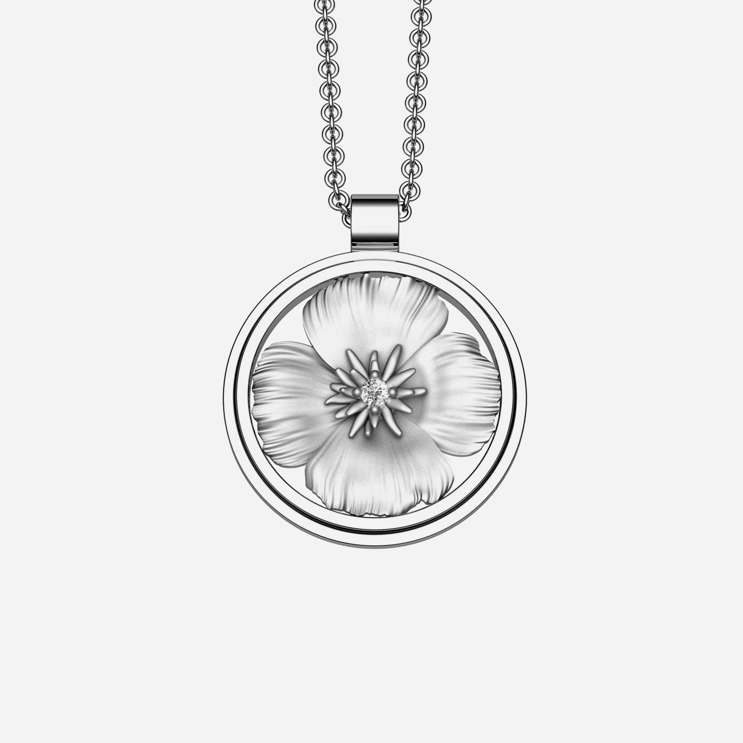 Sterling Silver & Sapphire California Poppy Pendant 24mm