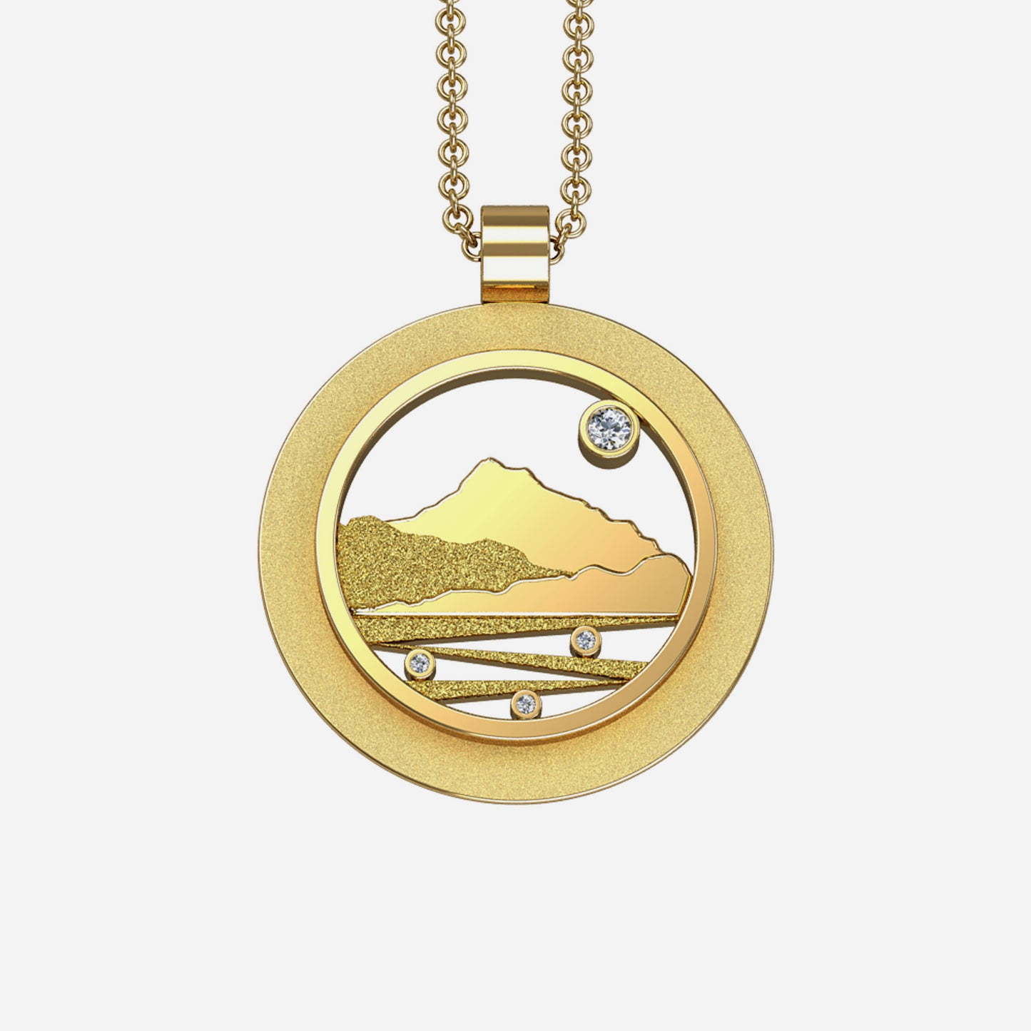 14k & Diamond Mount Tam Wide Rim Pendant 29mm