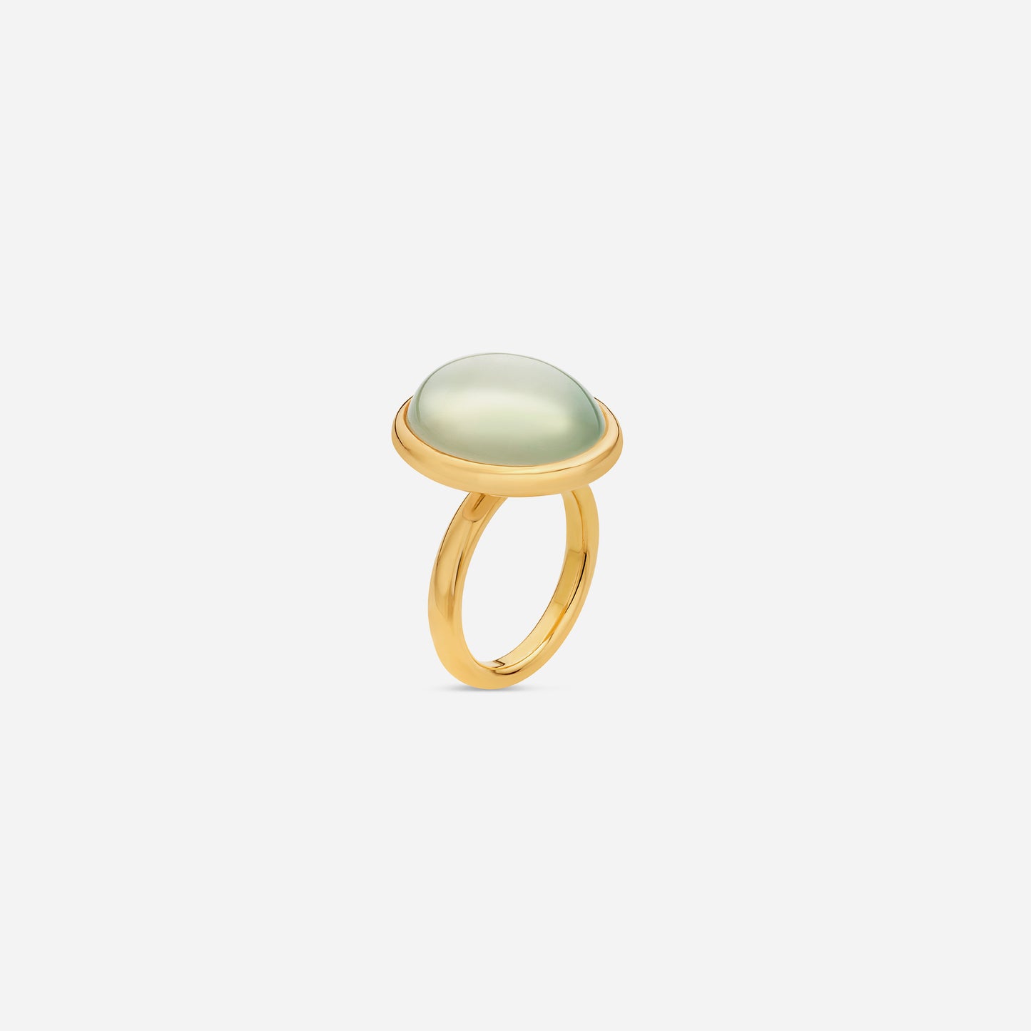 18k Cabochon Green Moonstone Ring