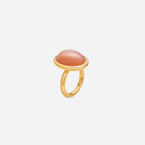 18k Cabochon Peach Moonstone Ring