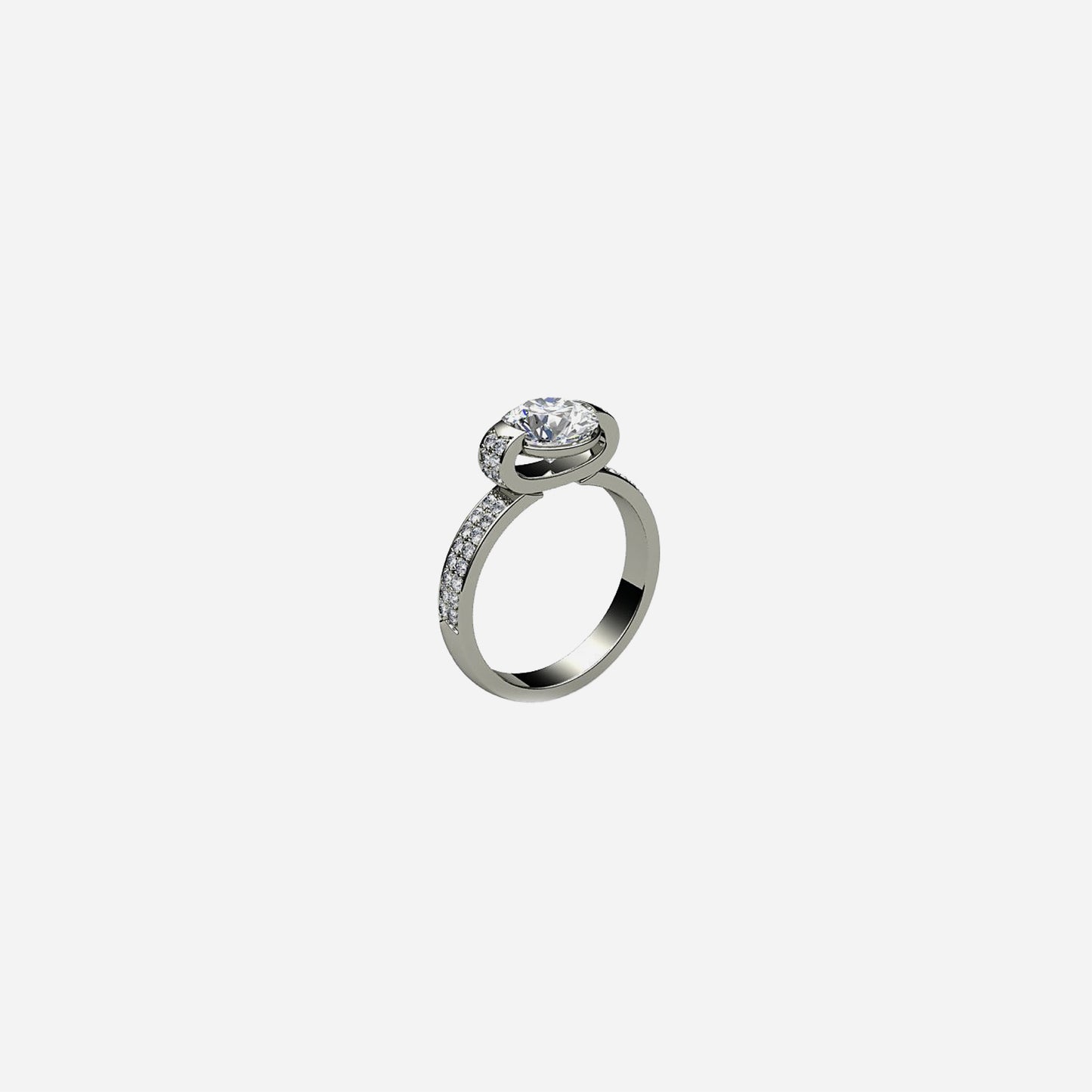 18k Celeste Two Row Diamond Pavé Ring