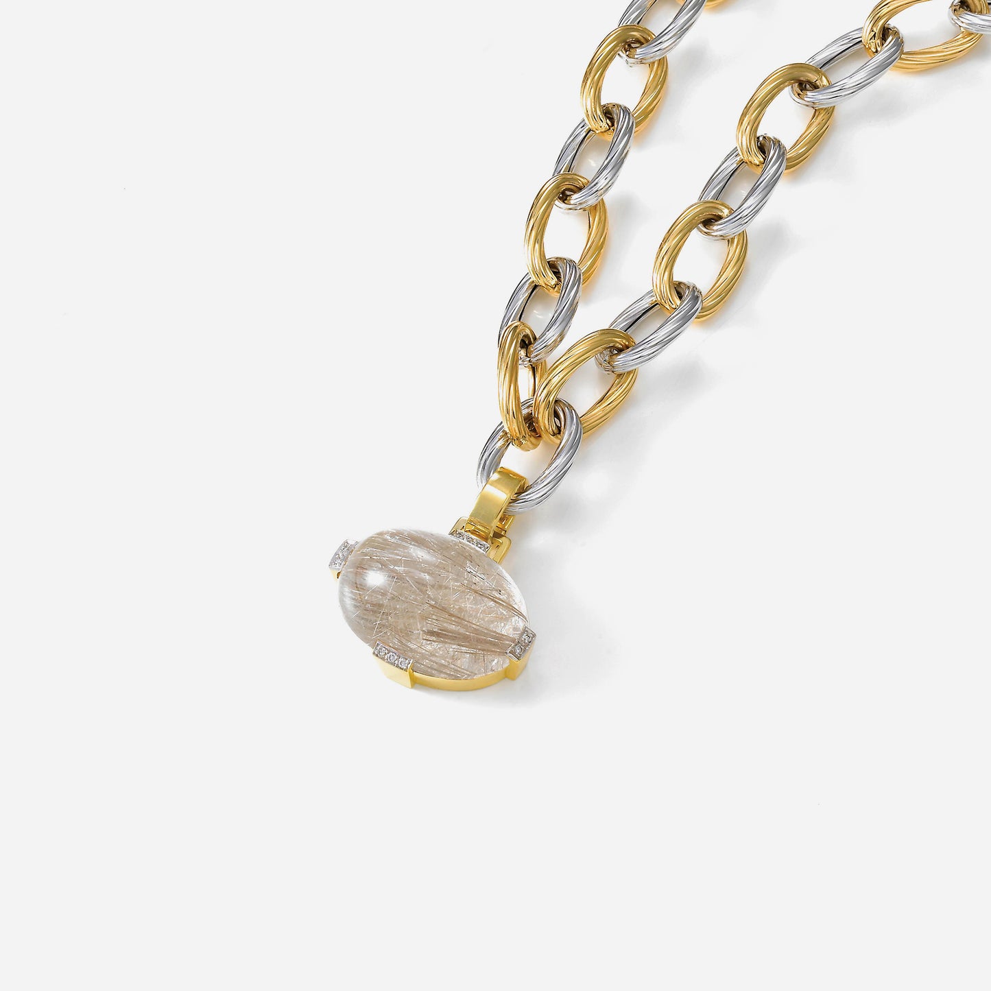 Quattro Gold and Rutilated Quartz Pendant