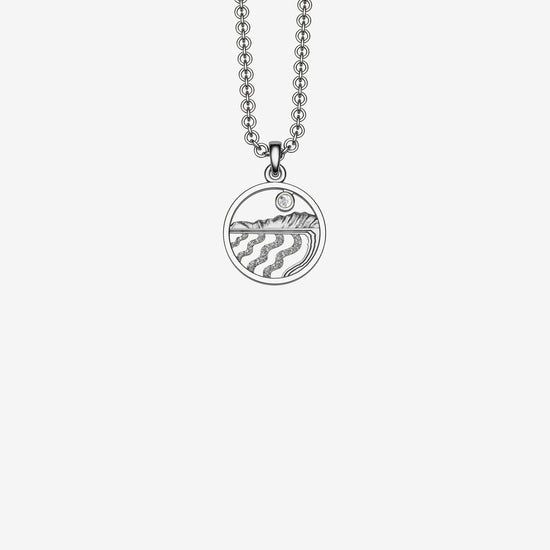 Load image into Gallery viewer, Sterling Silver &amp;amp; Sapphire California Coast Stinson Beach Pendant 12mm
