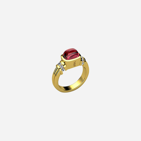 Load image into Gallery viewer, 18k &amp;amp; Diamond Colonna Garnet Ring
