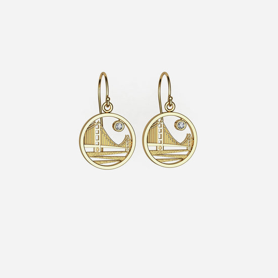 Load image into Gallery viewer, 14k &amp;amp; Diamond Golden Gate Earrings 12mm
