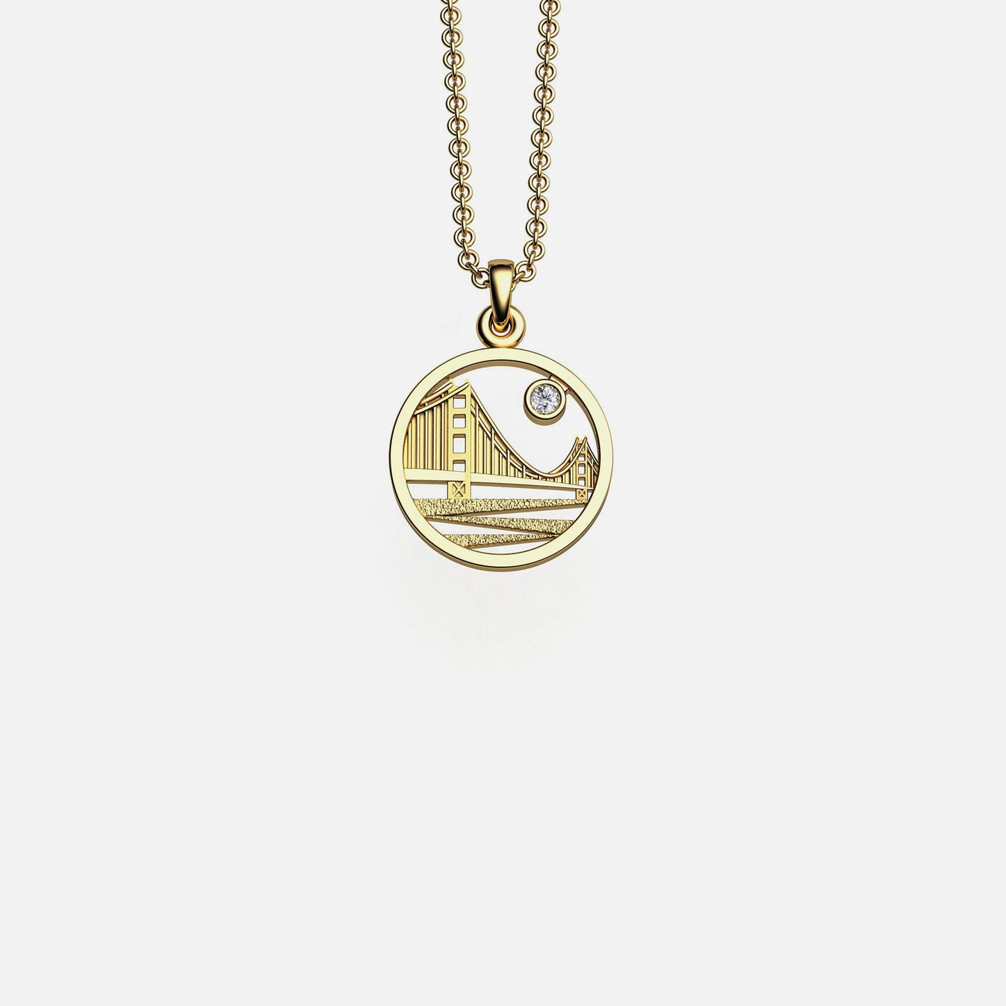 Load image into Gallery viewer, 14k &amp;amp; Diamond Golden Gate Pendant 12mm
