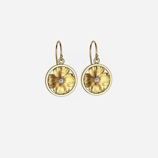 Load image into Gallery viewer, 14k &amp;amp; Diamond California Poppy Earrings 12mm

