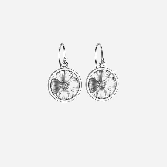 Load image into Gallery viewer, Sterling Silver &amp;amp; Sapphire California Poppy Earrings 12mm
