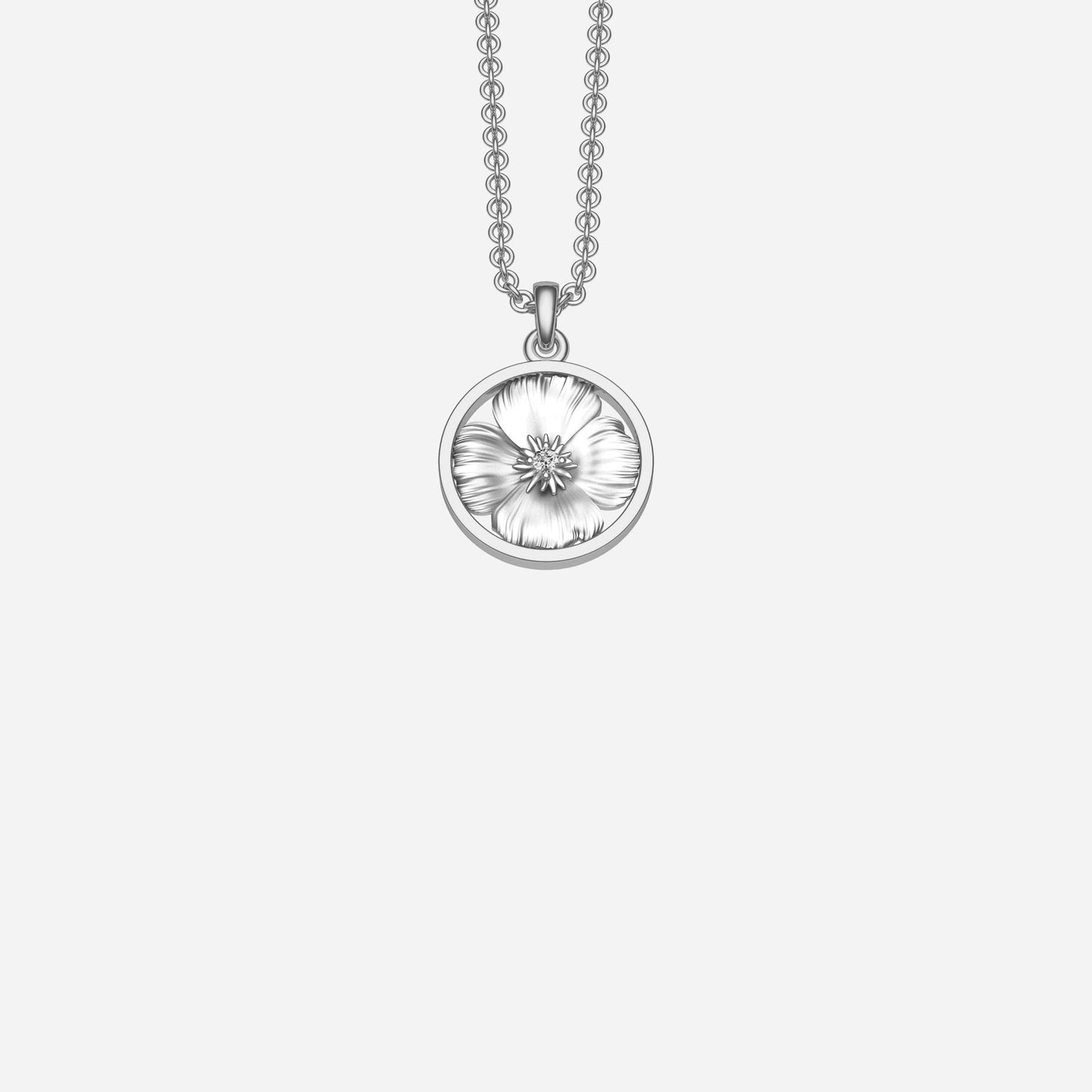 Load image into Gallery viewer, Sterling Silver &amp;amp; Sapphire California Poppy Pendant 12mm
