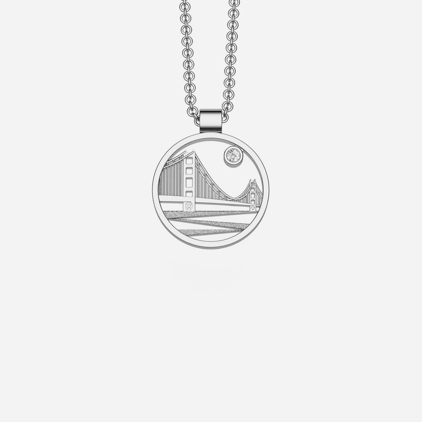 Load image into Gallery viewer, Sterling Silver &amp;amp; Sapphire Golden Gate Pendant 18mm

