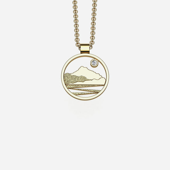Load image into Gallery viewer, 14k &amp;amp; Diamond Mount Tam With Zig Zag Pendant 18mm
