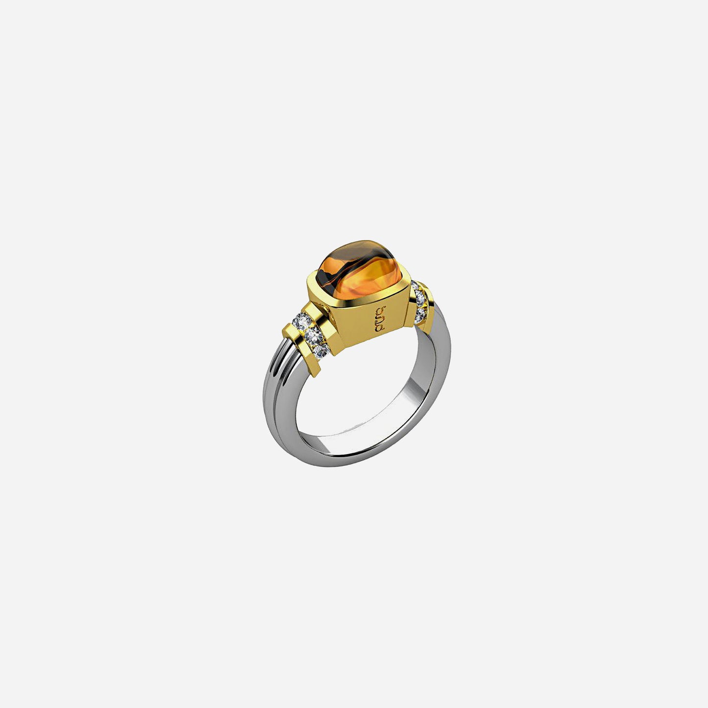 Load image into Gallery viewer, 18k &amp;amp; Sterling Silver Diamond Colonna Citrine Ring
