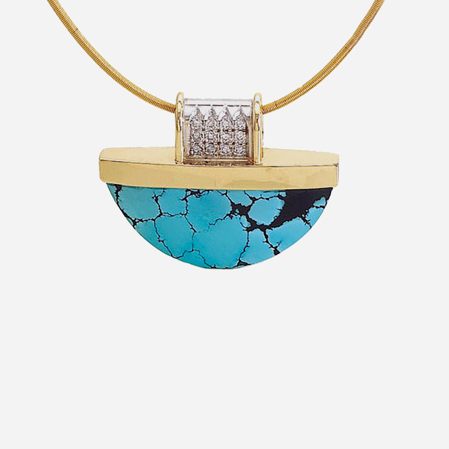 Load image into Gallery viewer, Eclipse Gold and Turquoise Pavé Pendant
