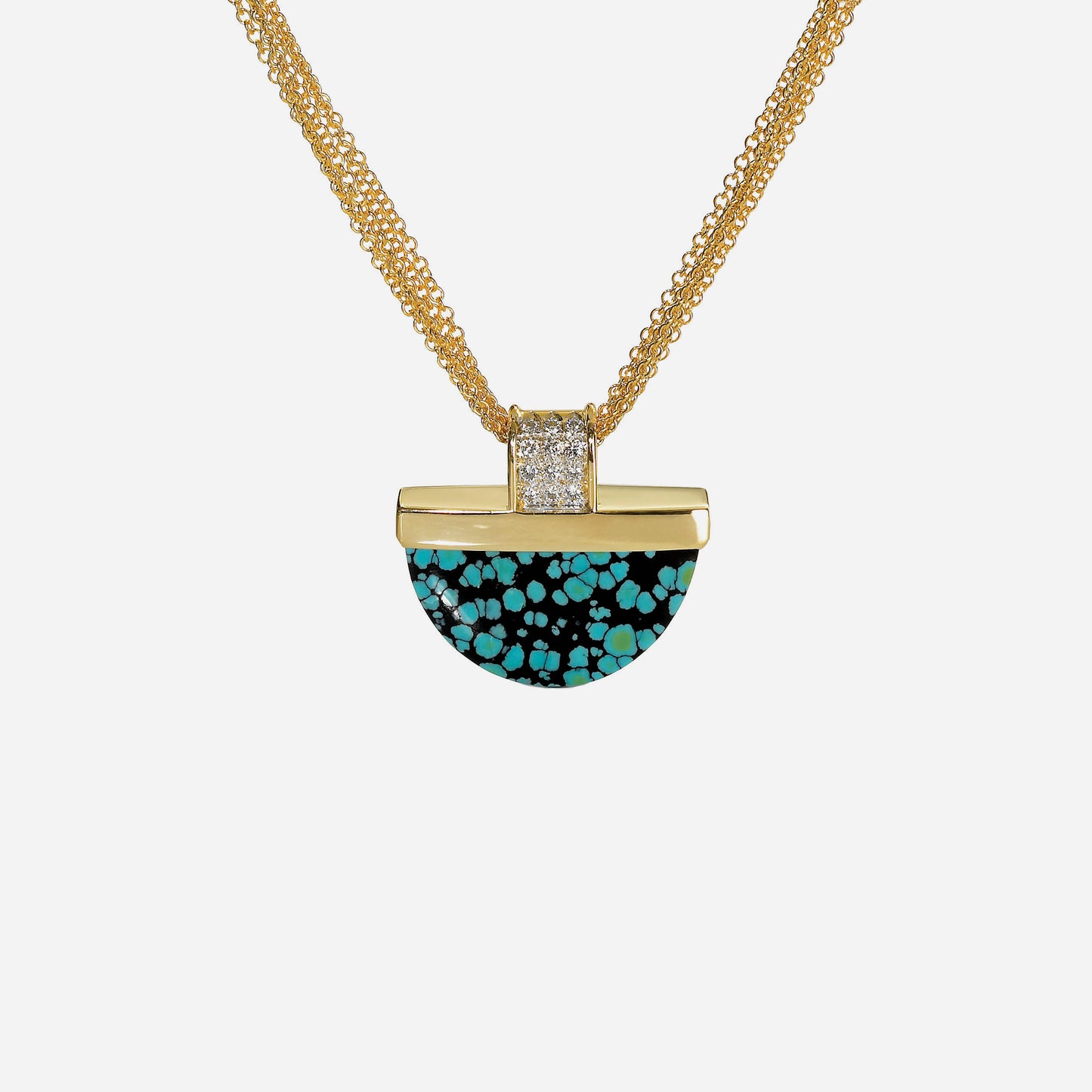 Load image into Gallery viewer, Eclipse Gold and Turquoise Petit Pavé Pendant

