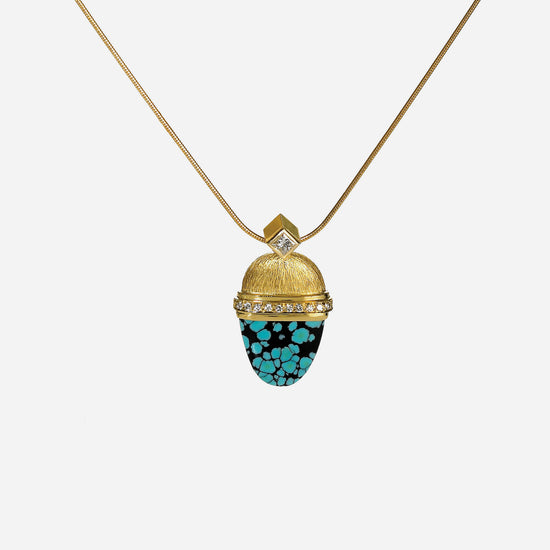 Eclipse Gold and Turquoise Petit Robin's Egg Pendant