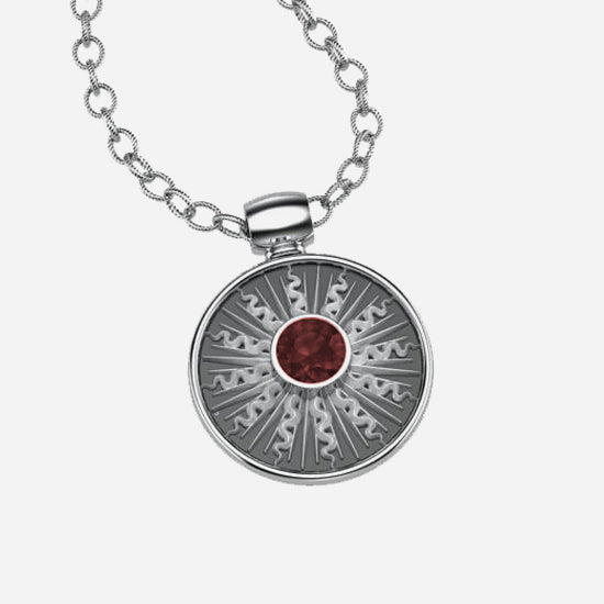 Load image into Gallery viewer, White Gold and Garnet Tuscan Sun Pendant
