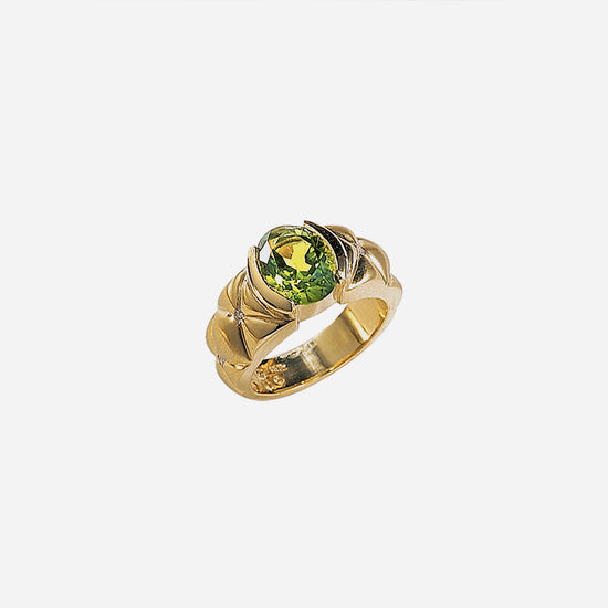 Quilted Peridot Ring